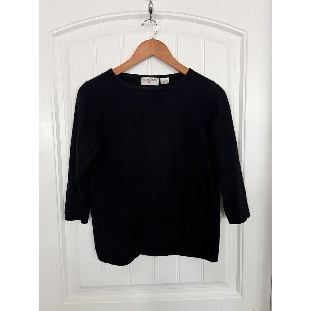 Sold Black Soft Parisians Signature 100% Cashmere‎ Round Neck Sweater Small